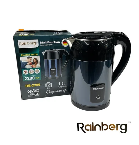 Електрочайник Rainberg RB-2300 1,8 л 2200 Вт з нержавіючої сталі, синій
