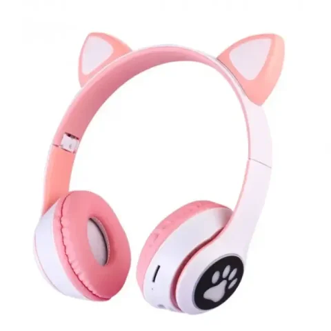 Бездротові навушники з котячими вушками Cat MZ-023, RGB-підсвітка, рожеві