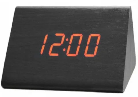 Настільний електронний годинник VST-864-2 дерев’яний, червоний LED, чорний