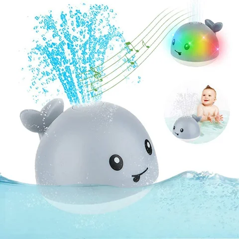Іграшка для ванни Кит-фонтан із розпилювачем води, сірий