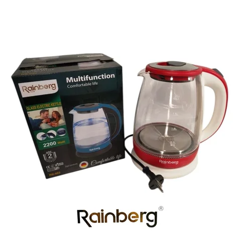 Електрочайник Rainberg RB-902 скляний 1,8 л з LED-підсвічуванням