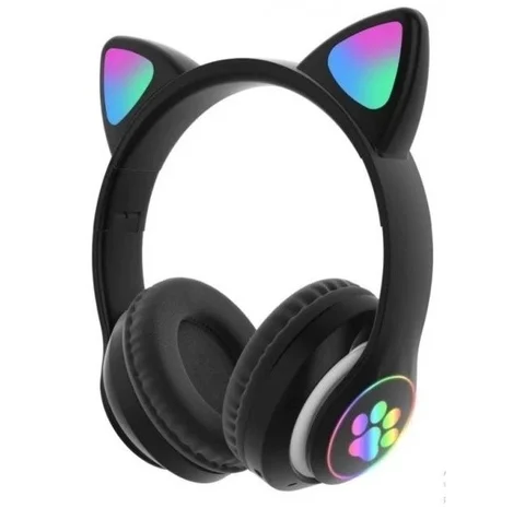 Дитячі бездротові Bluetooth-навушники з вушками й LED JST-28 чорні