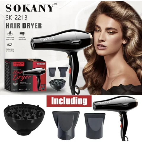 Фен для волосся Sokany SK-2213 2600 Вт з дифузором і насадками