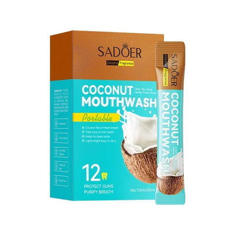 Ополіскувач для рота у стіках Sadoer Coconut Mouthwash з ароматом кокосу, 20 шт.