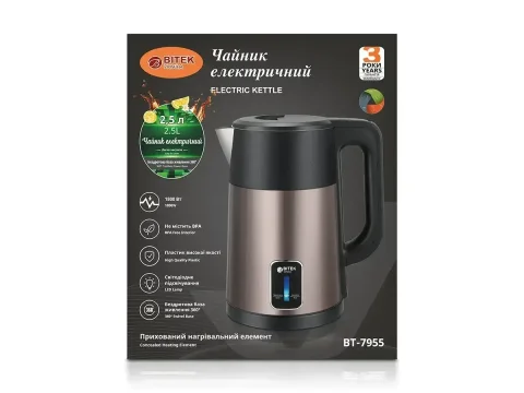 Електрочайник BITEK BT-7955 2,5 л 1800 Вт з LED-індикацією температури