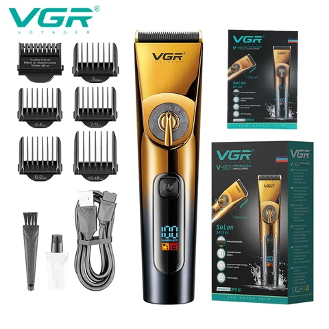 Водонепроникна машинка для стрижки VGR V-663 IPX6 з LED-дисплеєм