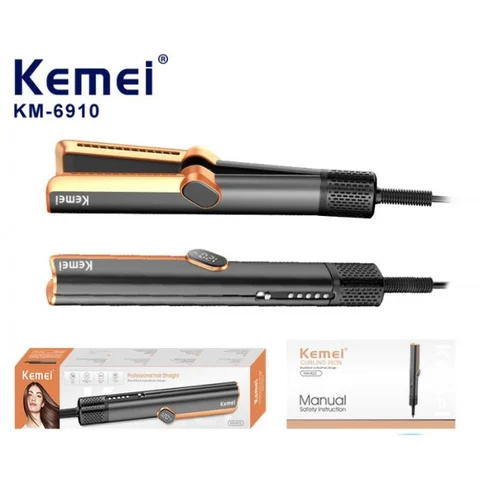 Стайлер-випрямляч для волосся Kemei KM-6910 з дисплеєм, чорний