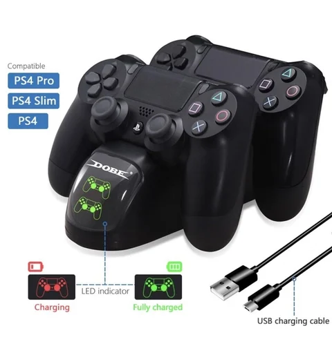 Док-станція DOBE для заряджання двох геймпадів PS4, USB, чорна
