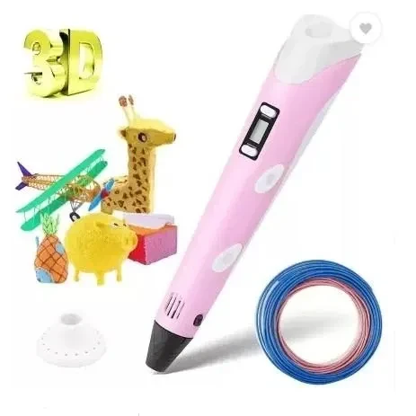 3D-ручка з LCD-екраном 3Dpen повний набір із пластиком, рожева