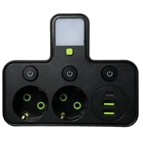 Мережевий фільтр HG-275 на 2 розетки з USB і Type-C
