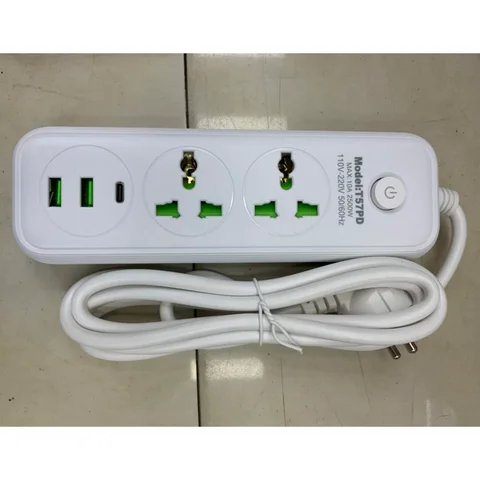 Мережевий фільтр-подовжувач WL-4 на 2 розетки, 2 USB і Type-C, шнур 2 м