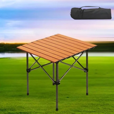 Стіл туристичний складаний 50 × 55 × 50 см з чохлом, коричневий