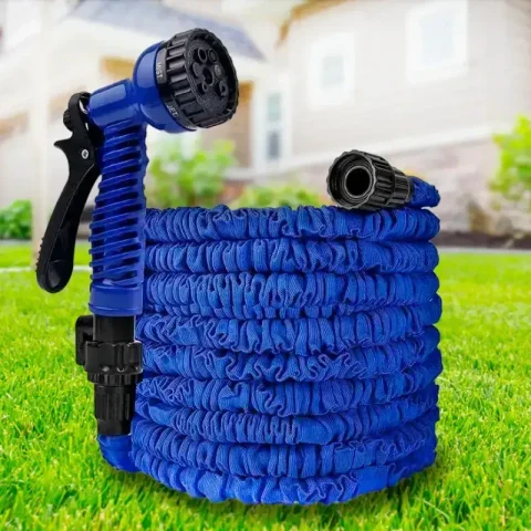 Розтяжний садовий шланг V-HOSE PRO 120 м із розпилювачем, синій