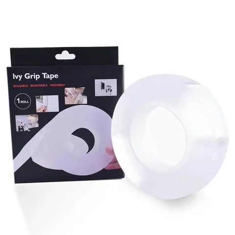 Багаторазова двостороння кріпильна стрічка Grip Tape 2 см × 2 м, прозора
