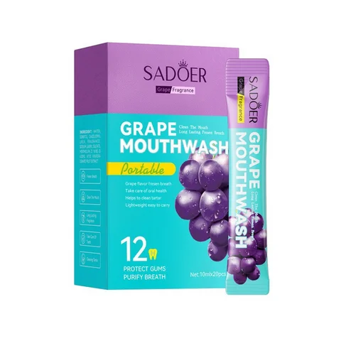 Ополіскувач для рота в стіках Sadoer Grape з ароматом винограду, 20 стіків