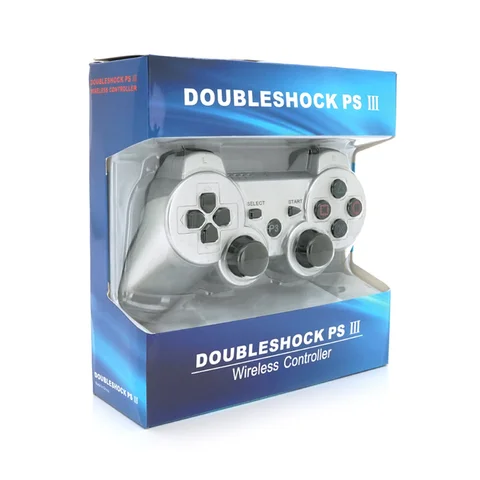 Геймпад бездротовий Bluetooth для PS3 з вібрацією, сріблястий