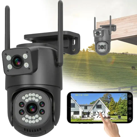 Вулична поворотна Wi-Fi камера 2L-V21-4G з двома об’єктивами 3+3 Мп, чорна