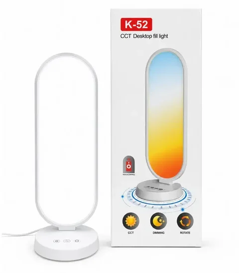 Настільна LED-лампа K-52 CCT для студії та селфі, біла