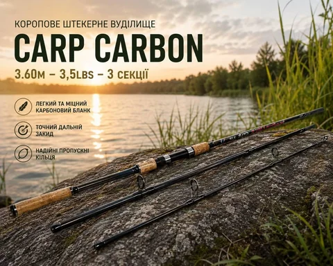 Коропове штекерне вудилище Carp Carbon 3,6 м 3,5 Lbs, 3 секції