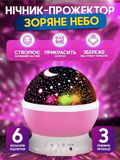 Нічник-проектор зоряного неба Star Master Dream, рожевий