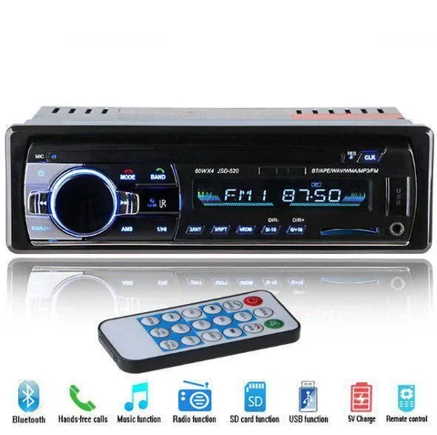 Автомагнітола JSD-520BT з Bluetooth, USB та AUX, 4 × 65 Вт