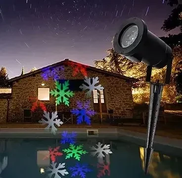 Вуличний проєктор Festival Projection Lamp із 12 новорічними візерунками, IP65