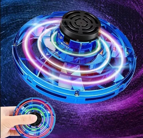 Літаючий диск-спіннер UFO із LED-підсвічуванням, синій, діаметр 12 см