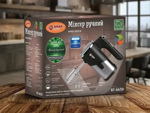 Ручний міксер BITEK BT-6630 1200 Вт з 5 швидкостями і насадками для тіста