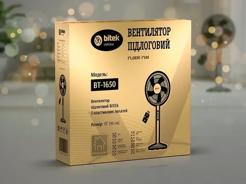 Підлоговий вентилятор BITEK BT-1650 120 Вт, діаметр 46 см, 5 лопатей