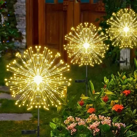 Садовий ліхтар Кульбаба 120 LED на сонячній батареї, теплий білий