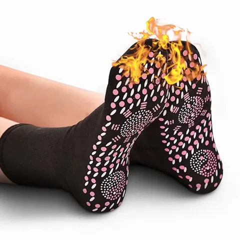 Турмалінові шкарпетки Hot Care з масажною підошвою, розмір 38–44, чорні