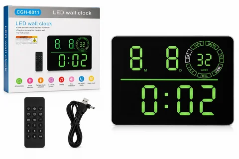 Настінний LED-годинник 6692R з двома будильниками та температурою