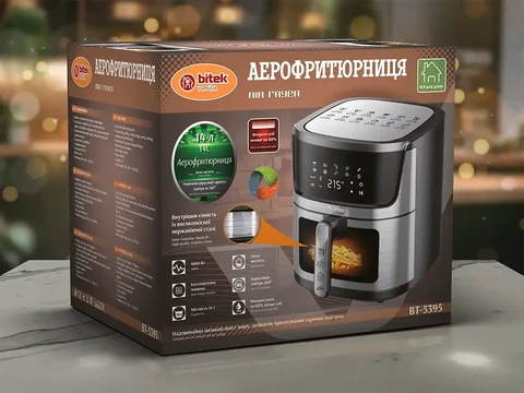 Аерофритюрниця BITEK BT-5395 14 л 4800 Вт з двома ТЕНами і оглядовим вікном
