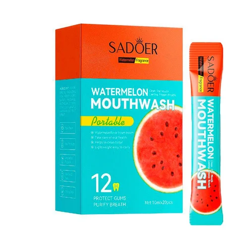 Ополіскувач для рота в стіках Sadoer Watermelon з ароматом кавуна, 20 стіків