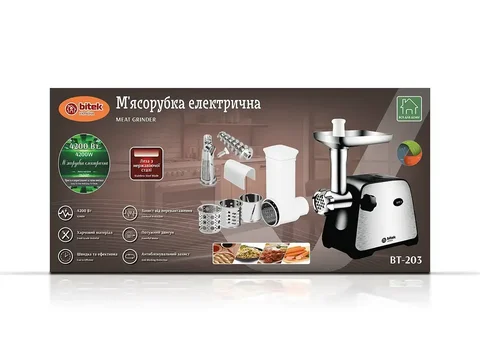 М’ясорубка електрична BITEK BT-203 4200 Вт з насадками для ковбас і кеббе