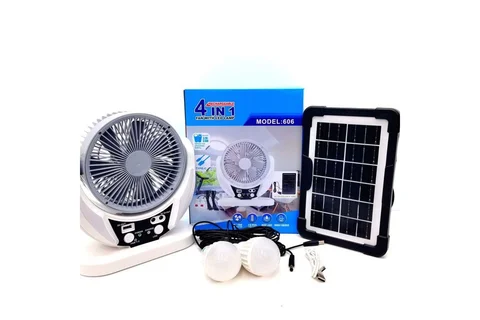 Портативний вентилятор 4 в 1 з сонячною панеллю та LED-лампами, модель 606